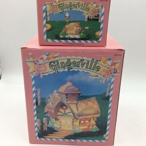 Vintage Gingerville Porcelain Light Up House Easter Village Garden Bench New